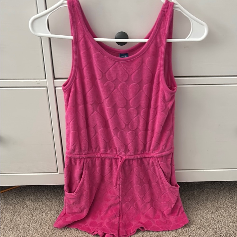 Pink Heart Patterned Kids Romper